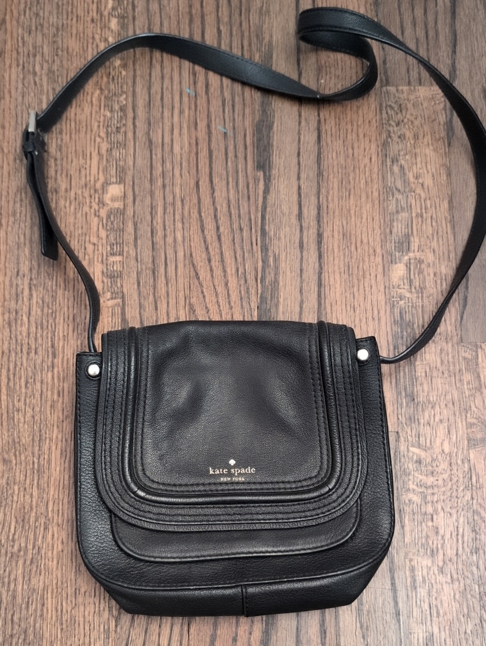 kate spade Black Leather Small Flap Crossbody Bag